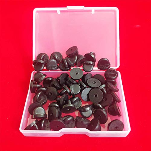 Lapel Pin Backings,Butterfly Clutch Pin Backings PVC Rubber Pin Backs Pin Keepers for Replacement Uniform Badge (Black, Pack of 50) - Image 4