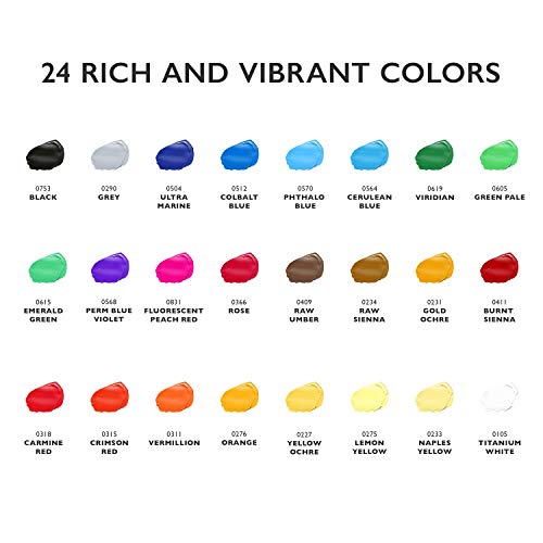 Acrylic Paint Set 24 Colors (0.41 oz, 12 ml) Paint Kit For Artists & Beginners Craft Paints for Paper,Canvas,Rock Painting,Wood,Ceramic & Fabric Vibrant -Non-Toxic including 3 paint brushes - Image 5