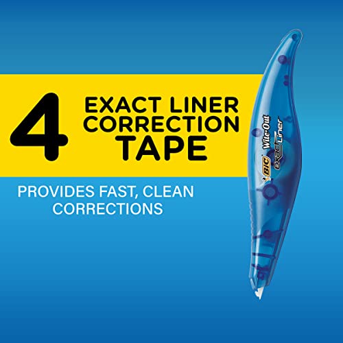 BIC Wite-Out Brand Exact Liner Correction Tape, 19.8 Feet, 4-Count Pack of white Correction Tape, Fast, Clean and Easy to Use Tear-Resistant Tape Office or School Supplies - Image 7