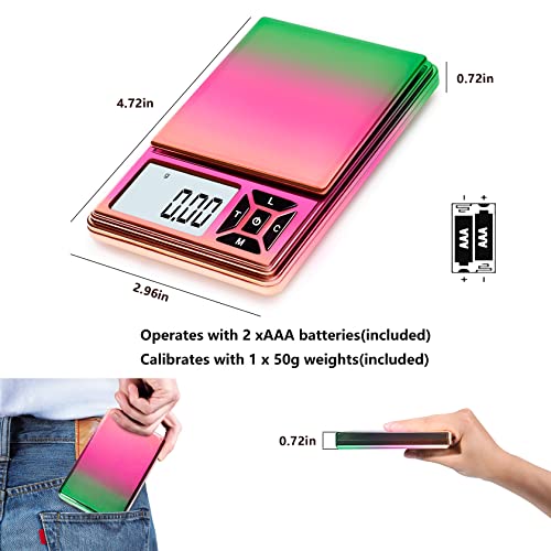 GRAM PRES Digital Pocket Scale 300g/0.01g Accuracy,Small Jewellery Coin Powder Scale Digital Gram and Oz with 50g Cal Weights,Digital Gram Scale - Image 3